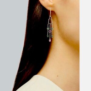 Tiffany & Co 18k Gold .80ct Sapphire Tourmaline Chandelier Dangle Earrings